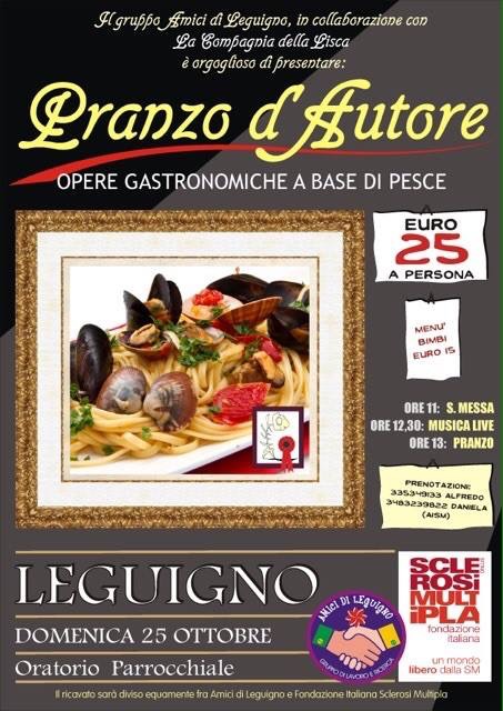 DOMENICA 25 OTTOBRE A LEGUIGNO “PRANZO D’AUTORE”